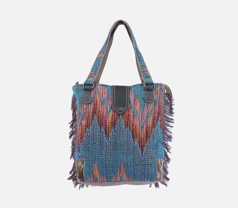Frayed chevron leather mini tote bag